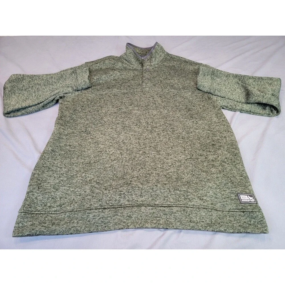 Eddie Bauer Mens XL Green Snap Mock Neck Pullover Sweater Fleece 100% Polyester - Picture 6 of 10